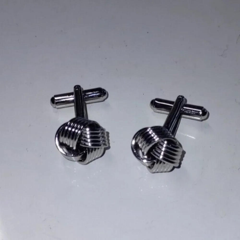 Silver Tone Knot CUFFLINKS - Picture 2 of 4